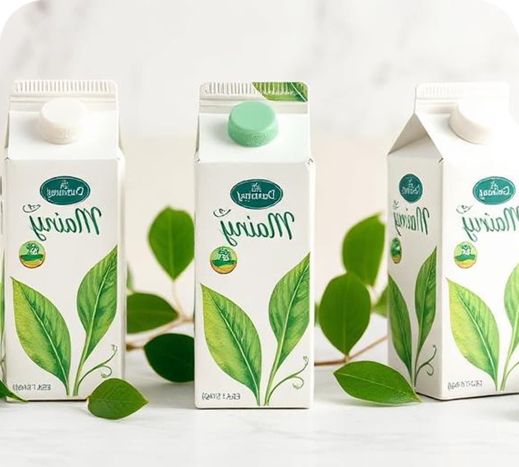 Global Dairy Market Outlook - White carton packages with green leaf design